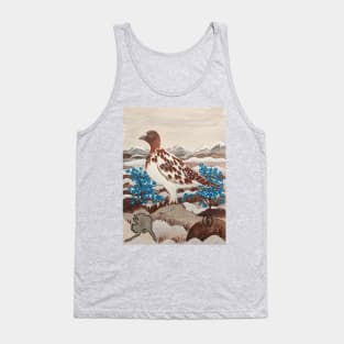 Alaska state bird and flower, the willow ptarmigan and forget-me-not Tank Top